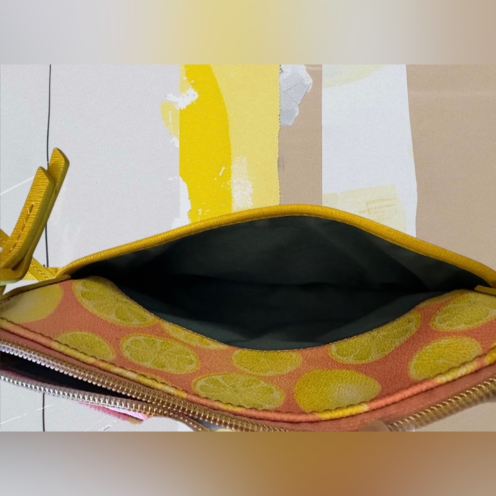 Dooney & Bourke “Citrus Delight” Lemon Print Ginger Pouchette Crossbody Bag - Picture 8 of 15